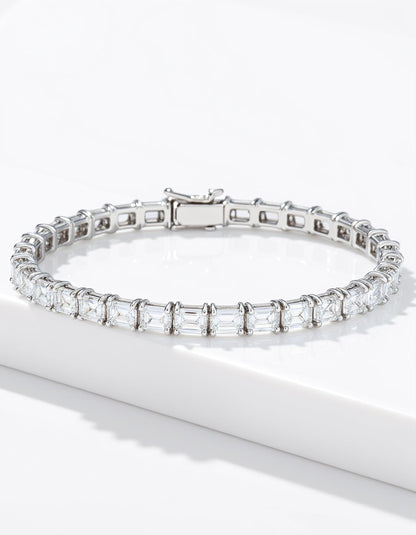 &quot;Lokka&quot; Horizontally set Emerald Cut Prong set Tennis Bracelet