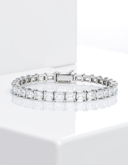 &quot;Lokka&quot; Horizontally set Emerald Cut Prong set Tennis Bracelet