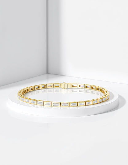 &quot;Venya&quot; Horizontally set Straight Baguettes Bezel Set Tennis Bracelet