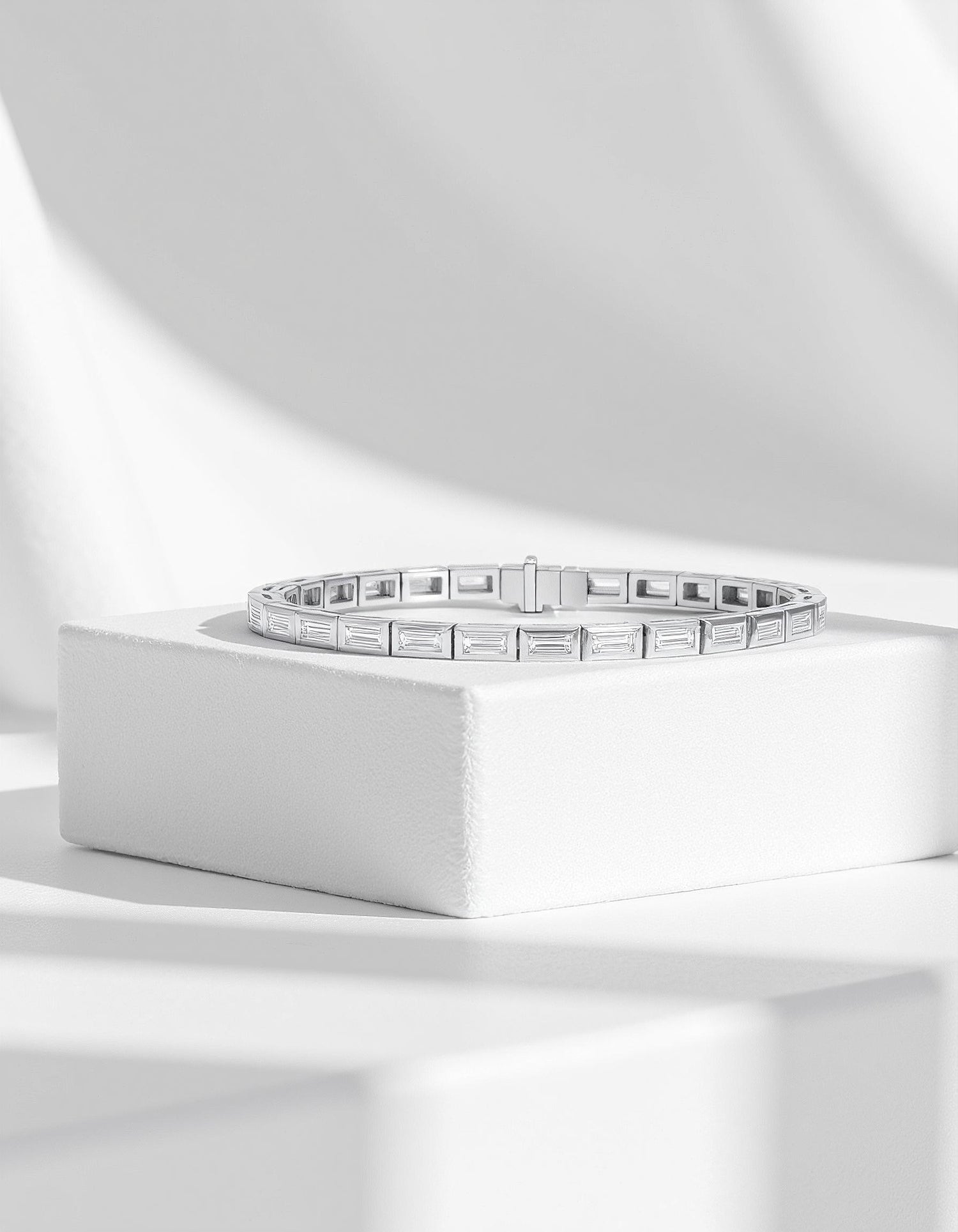 &quot;Venya&quot; Horizontally set Straight Baguettes Bezel Set Tennis Bracelet