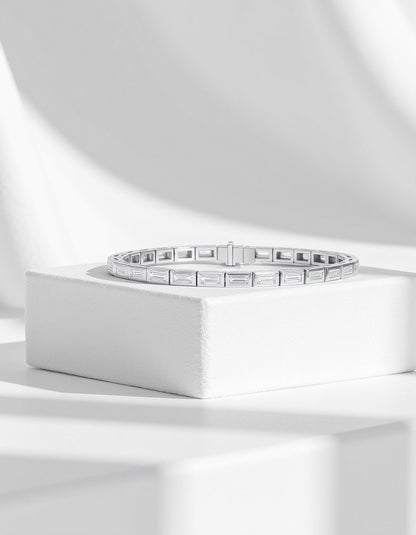&quot;Venya&quot; Horizontally set Straight Baguettes Bezel Set Tennis Bracelet