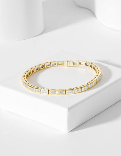 &quot;Venya&quot; Horizontally set Straight Baguettes Bezel Set Tennis Bracelet