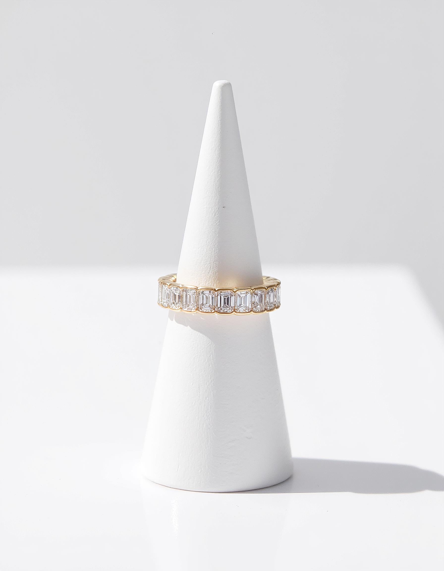 &quot;Alba&quot; Emerald cut Half Bezel set Eternity Band