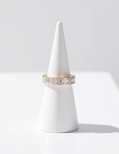 &quot;Alba&quot; Emerald cut Half Bezel set Eternity Band