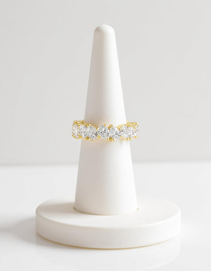 &quot;Kris&quot; Slanted set Pear Shape cut Prong set Eternity Band