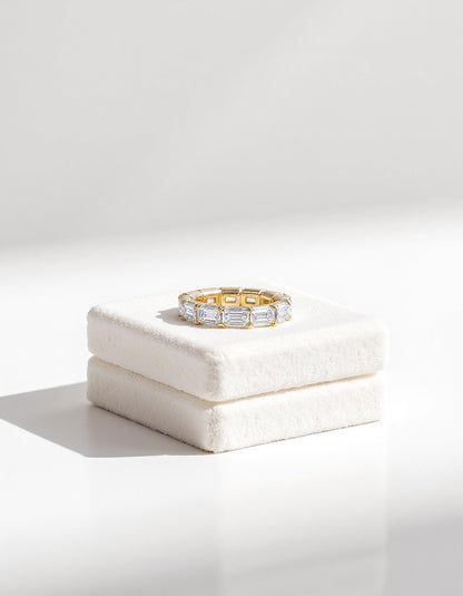 &quot;Nova&quot; Horizontally Set Emerald cut Prong set Eternity Band (0.50ct Each)