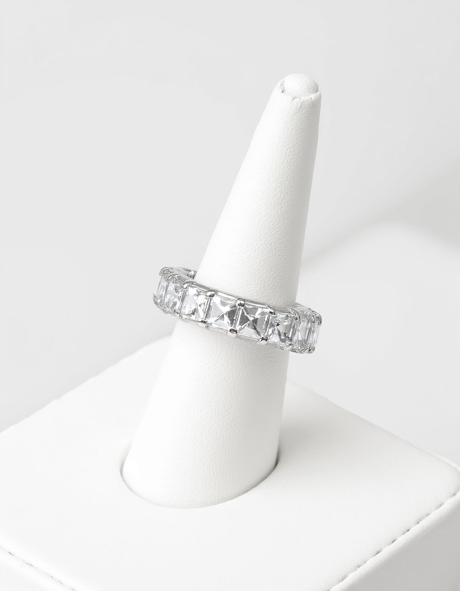 &quot;Lexa&quot; Pixel Cut Prong Set Eternity Band