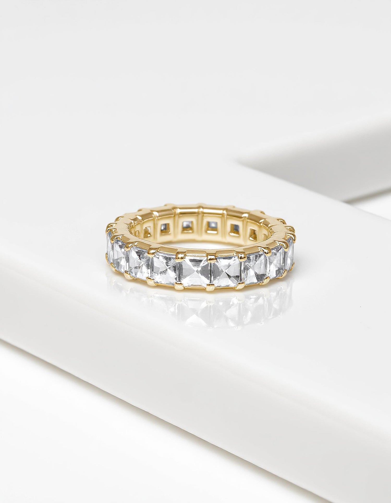&quot;Lexa&quot; Pixel Cut Prong Set Eternity Band