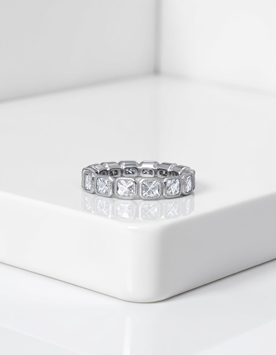 &quot;Petal&quot; French Cut Asscher cut Bezel Set Eternity Band