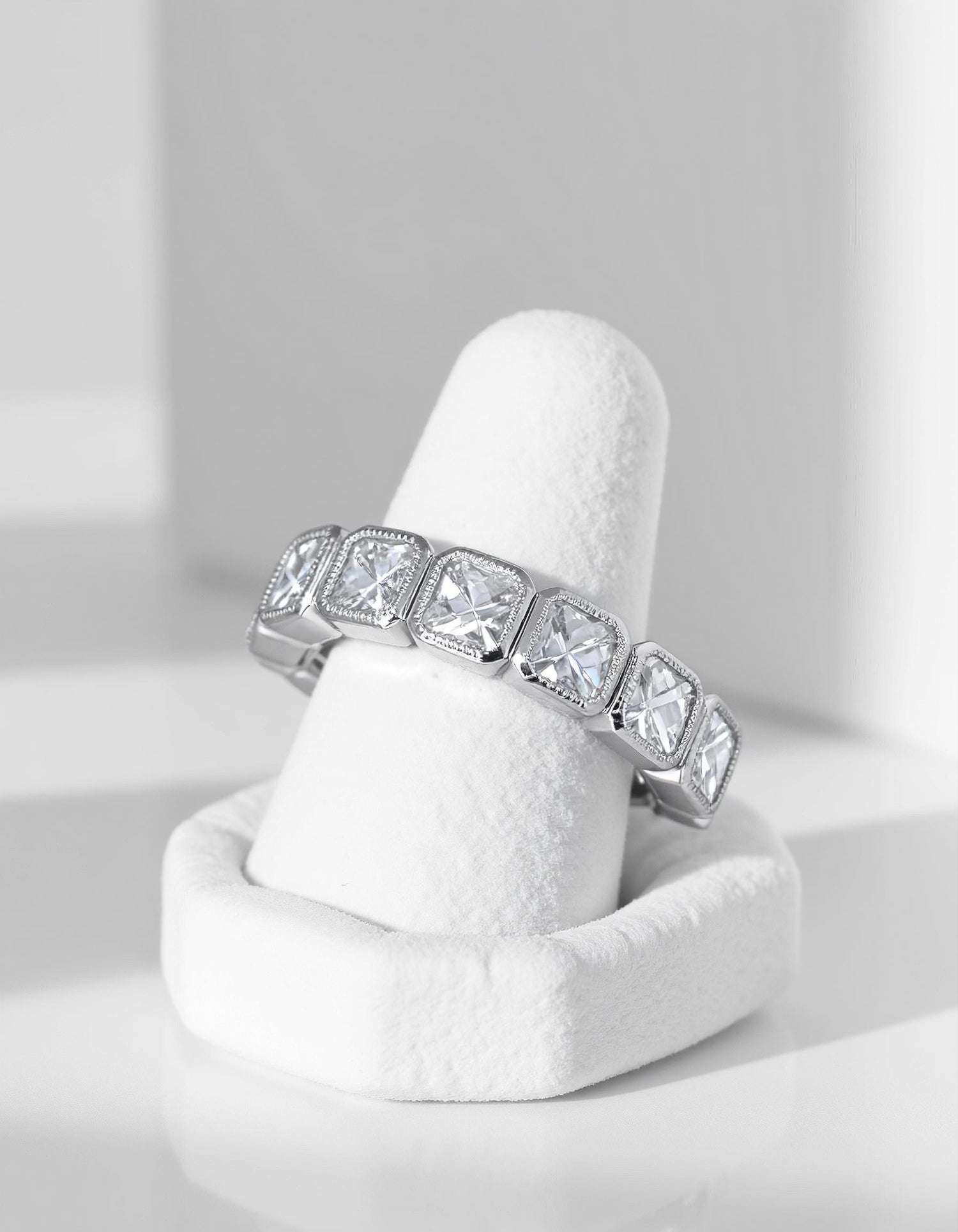 &quot;Petal&quot; French Cut Asscher cut Bezel Set Eternity Band