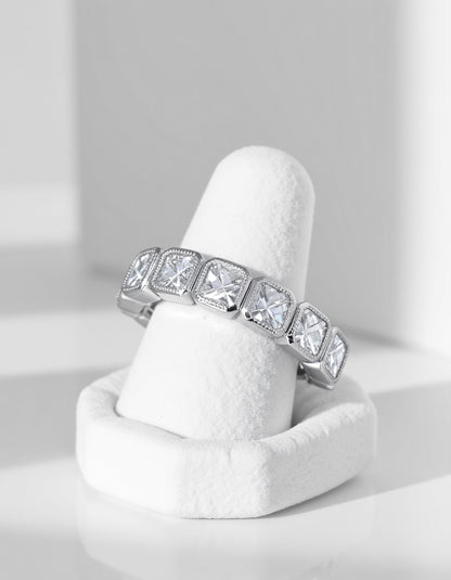 &quot;Petal&quot; French Cut Asscher cut Bezel Set Eternity Band
