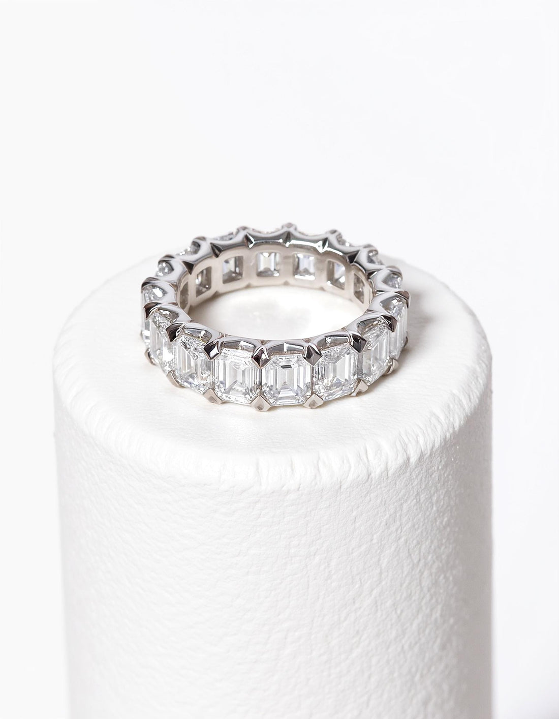 &quot;Vika&quot; &quot;V&quot; cut Emerald cut Prong set Eternity Band
