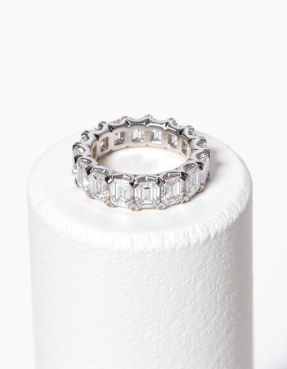&quot;Vika&quot; &quot;V&quot; cut Emerald cut Prong set Eternity Band