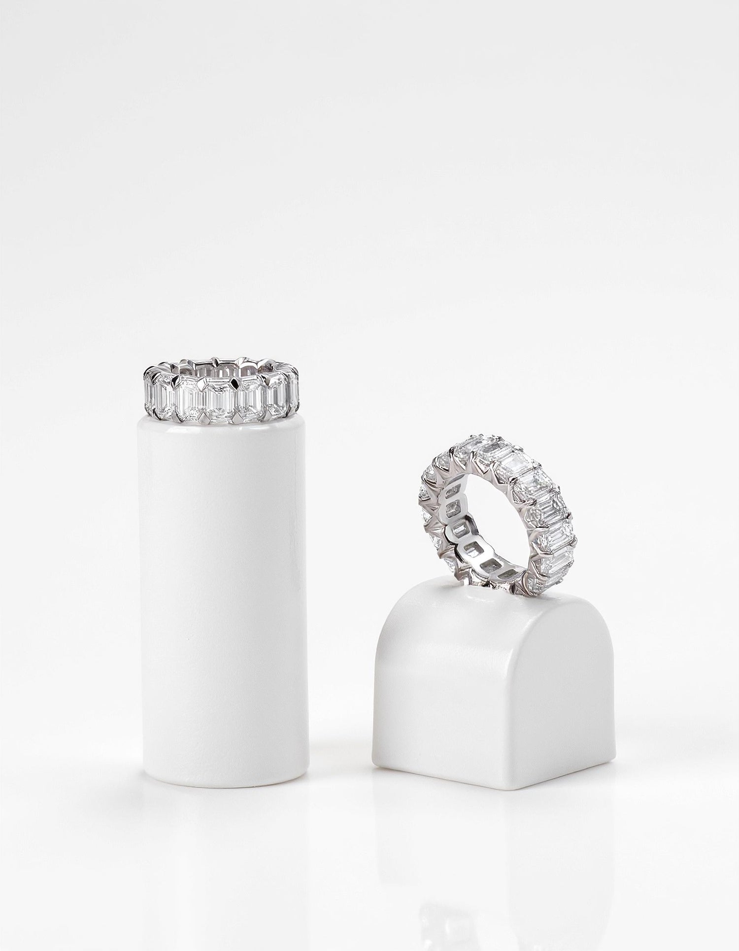 &quot;Vika&quot; &quot;V&quot; cut Emerald cut Prong set Eternity Band