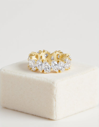 &quot;Kris&quot; Slanted set Pear Shape cut Prong set Eternity Band