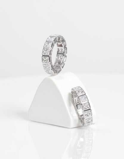 &quot;Elara&quot; Radiant cut Bezel set Eternity Band