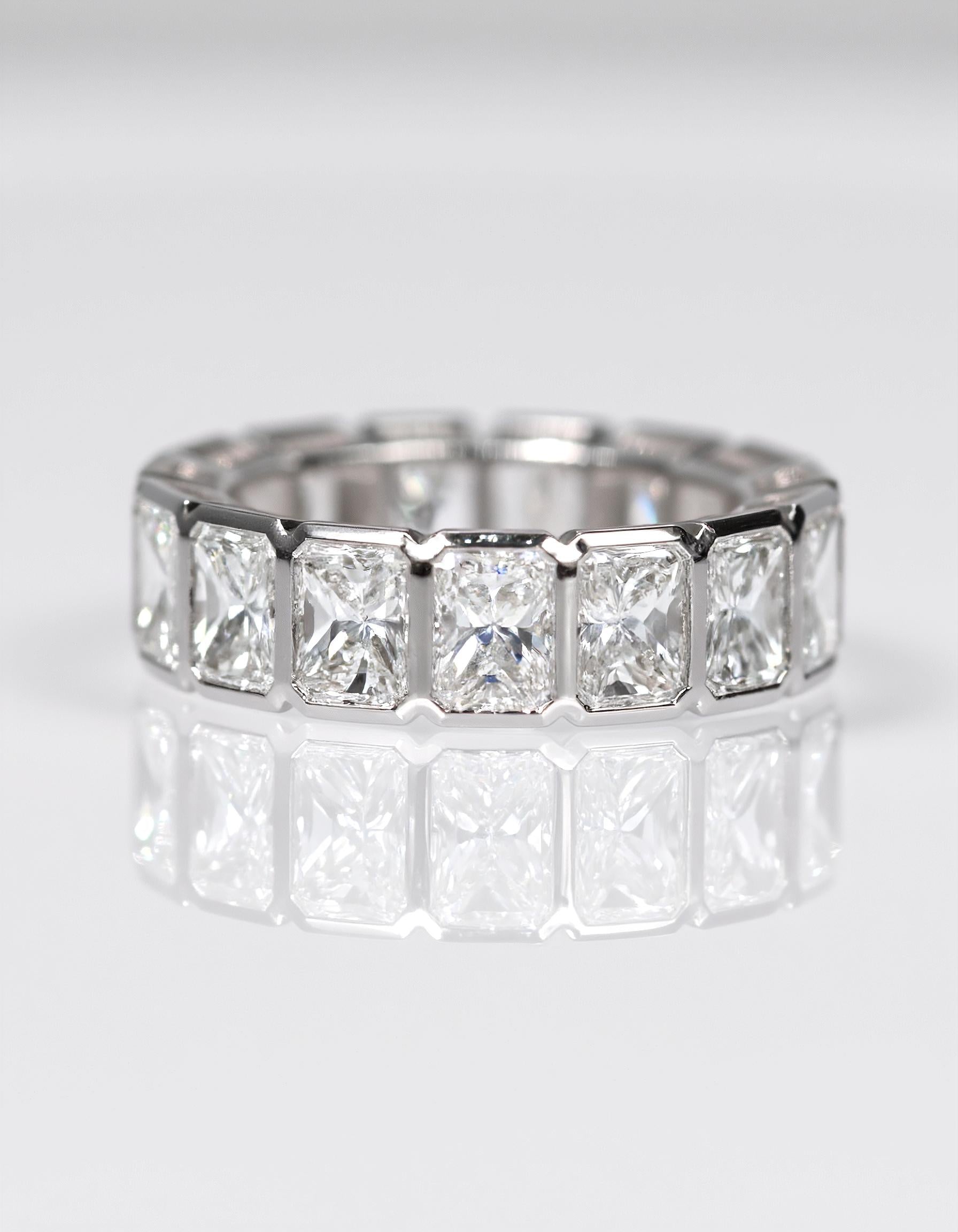 &quot;Elara&quot; Radiant cut Bezel set Eternity Band