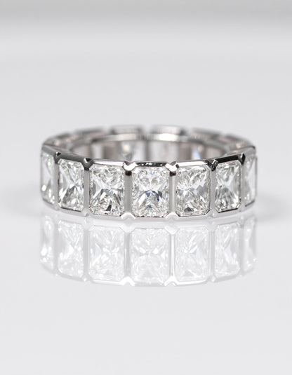 &quot;Elara&quot; Radiant cut Bezel set Eternity Band
