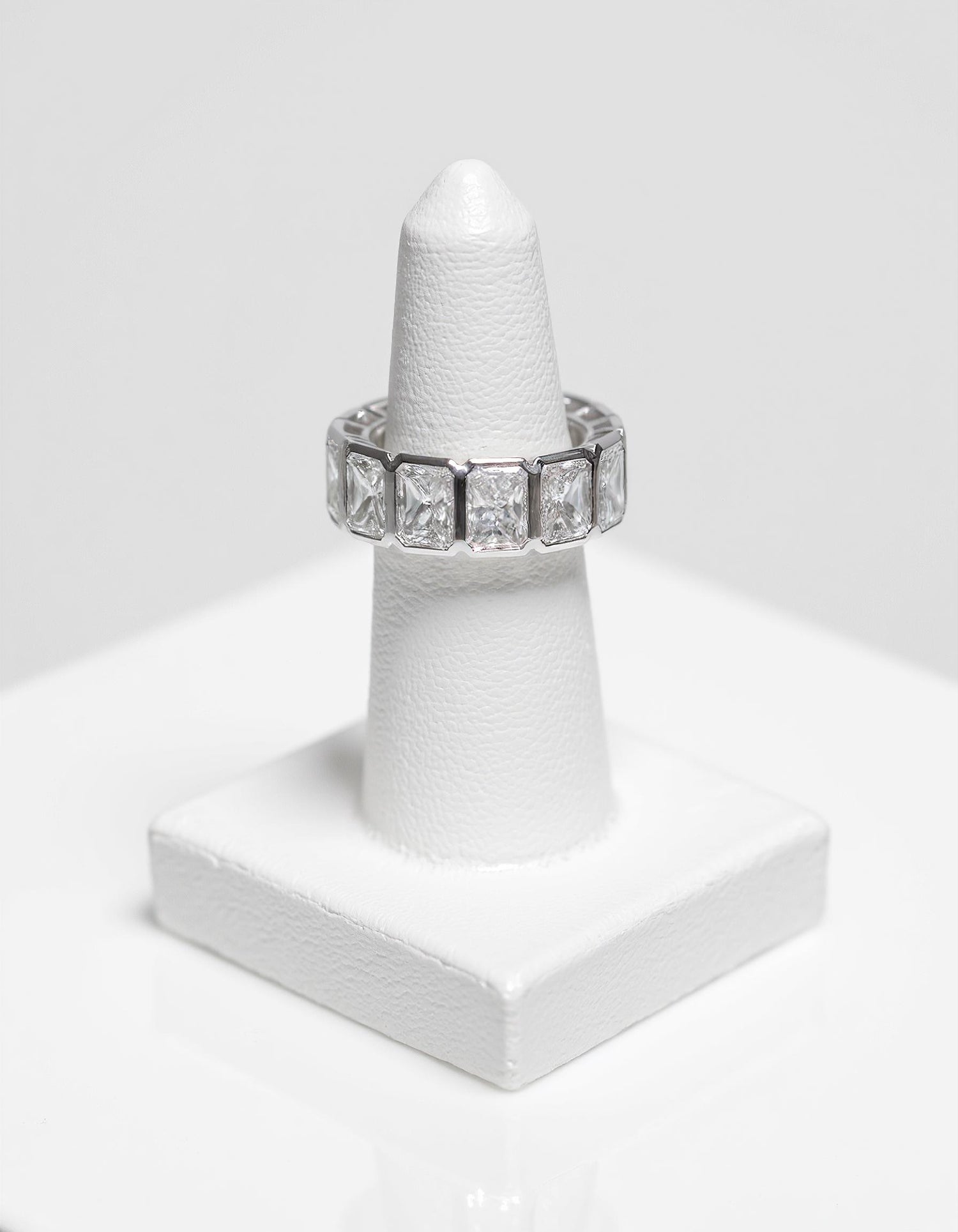 &quot;Elara&quot; Radiant cut Bezel set Eternity Band