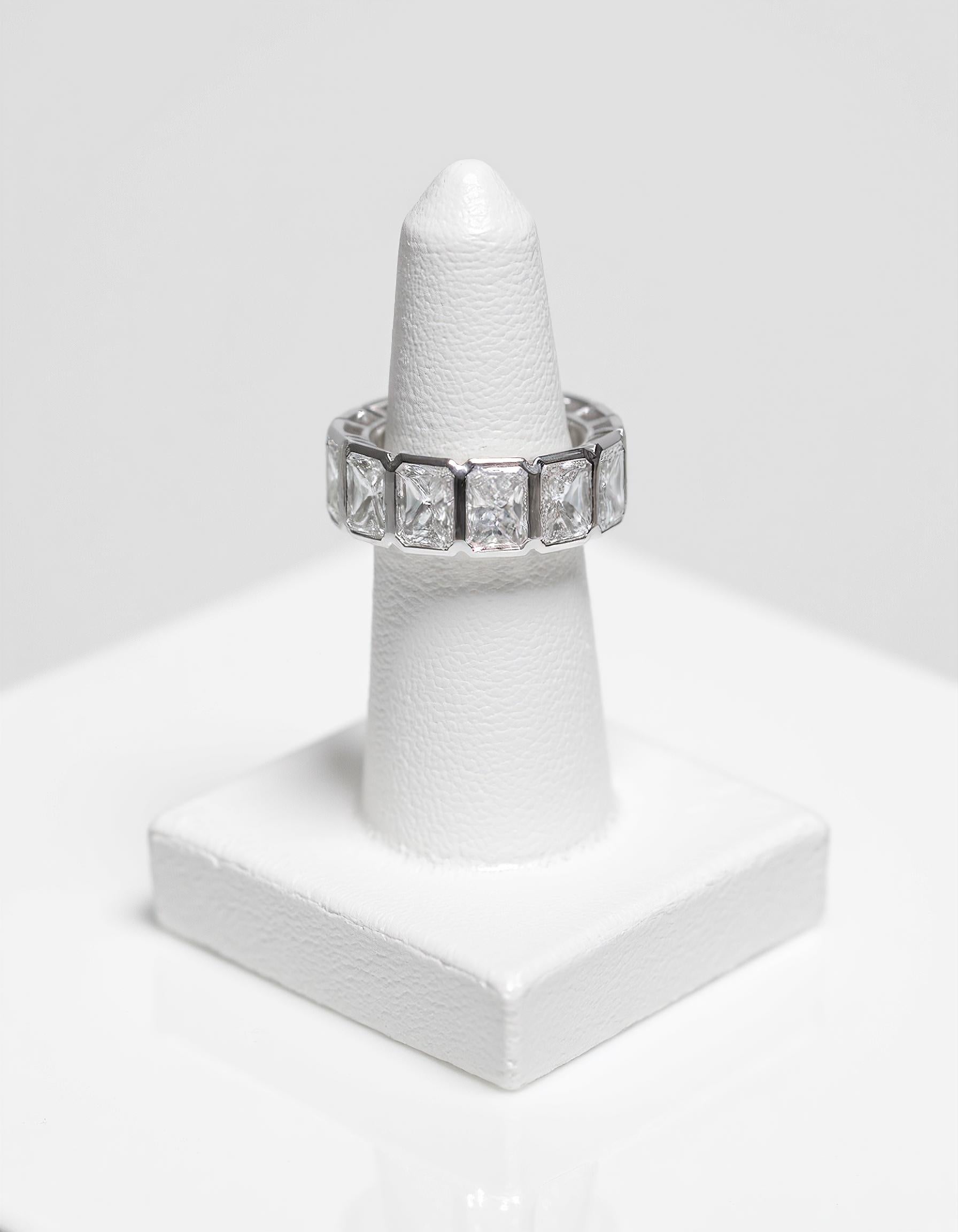 &quot;Elara&quot; Radiant cut Bezel set Eternity Band