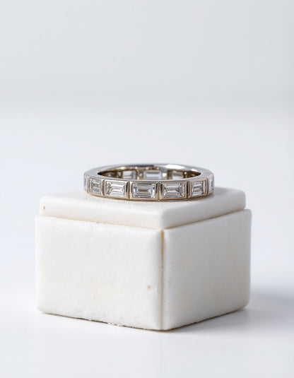 &quot;Styrka&quot; Horizontally set Baguette cut Bezel set Eternity Band