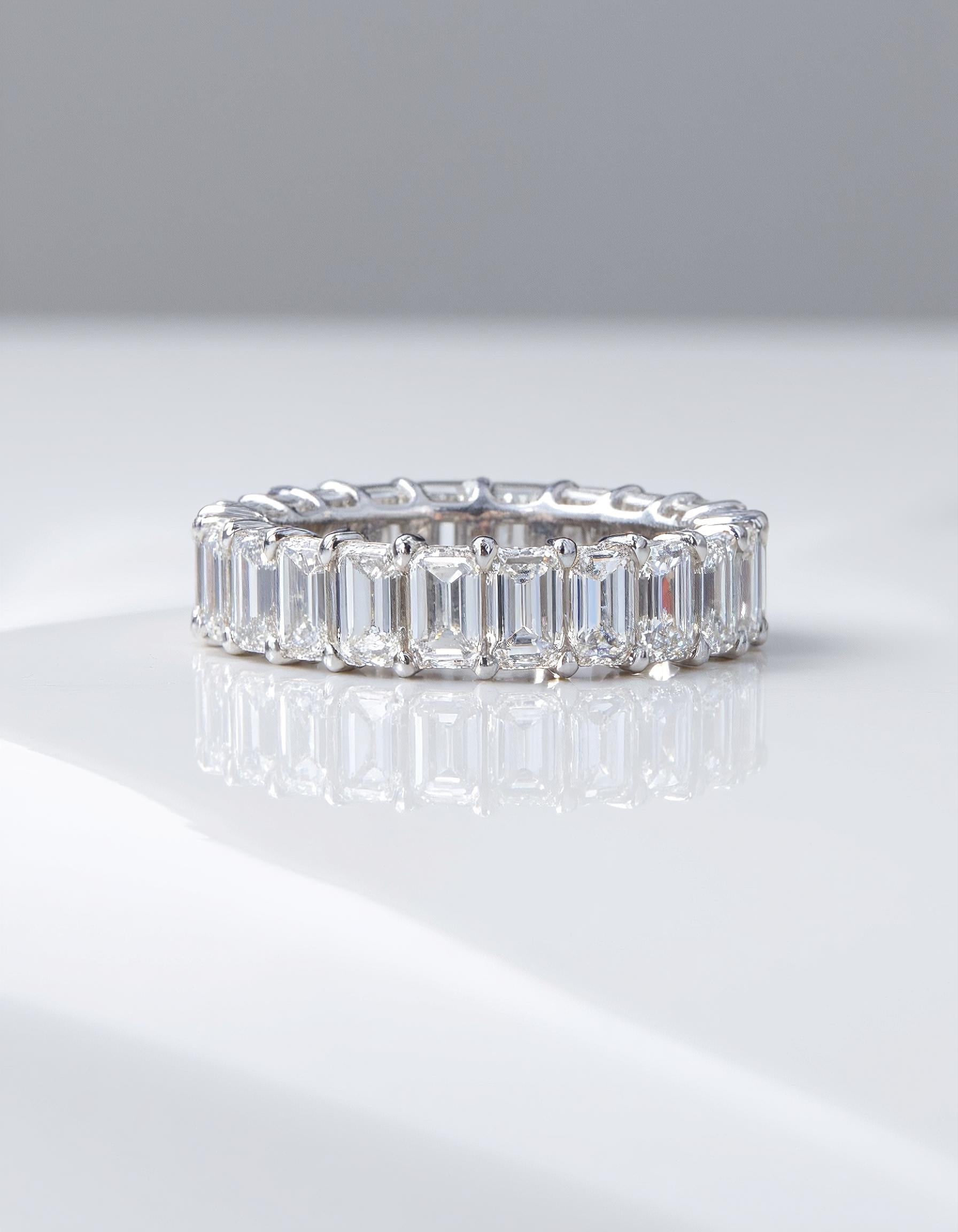 &quot;Fiorentina&quot; Emerald cut Prong Set Classic basket Eternity Band