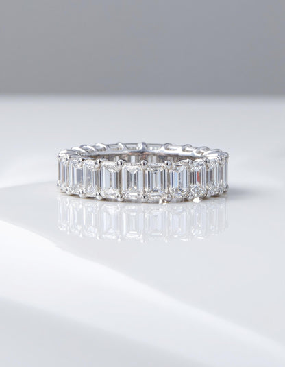 &quot;Fiorentina&quot; Emerald cut Prong Set Classic basket Eternity Band