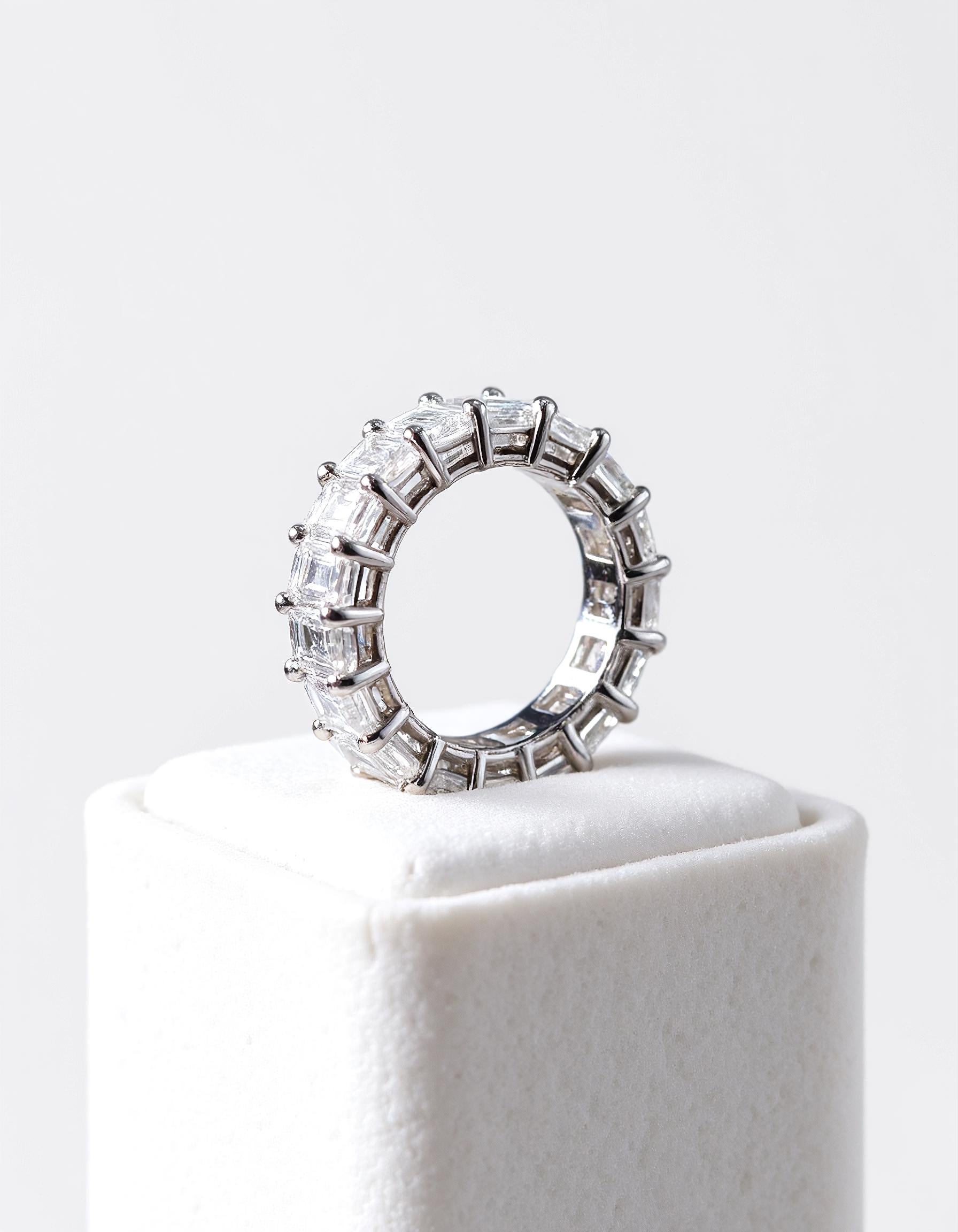 &quot;Fiorentina&quot; Emerald cut Prong Set Classic basket Eternity Band