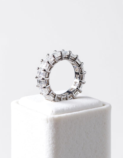 &quot;Fiorentina&quot; Emerald cut Prong Set Classic basket Eternity Band