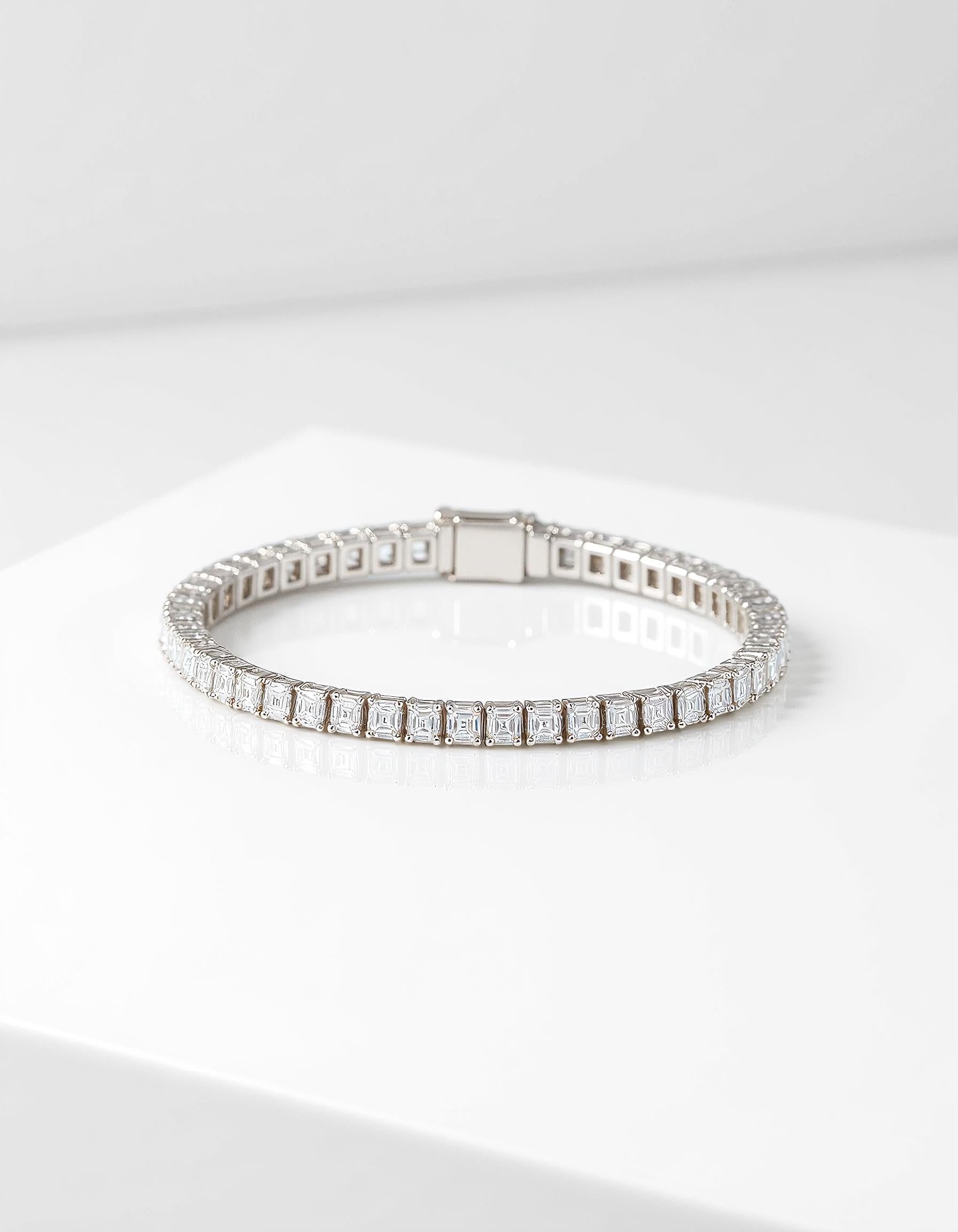 &quot;Cleo&quot; Asscher Cut Prong Set Tennis Bracelet