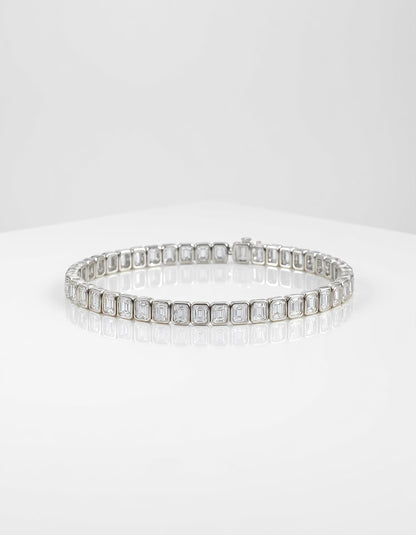 &quot;Wanda&quot; Vertically Set Emerald cut Bezel Set Tennis Bracelet