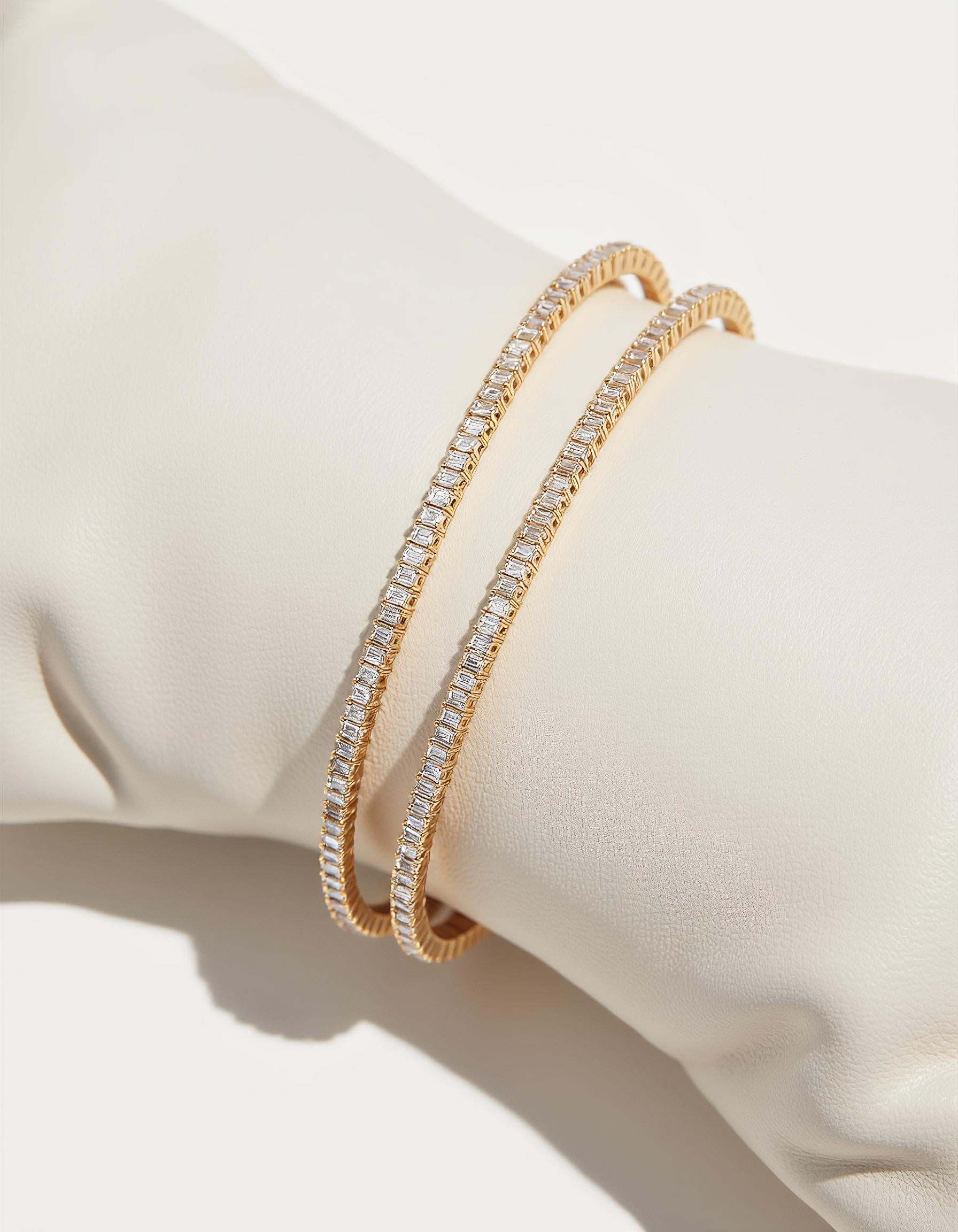 &quot;Sora&quot; Straight Baguette cut Prong Set &quot;Flexi Bangle&quot;