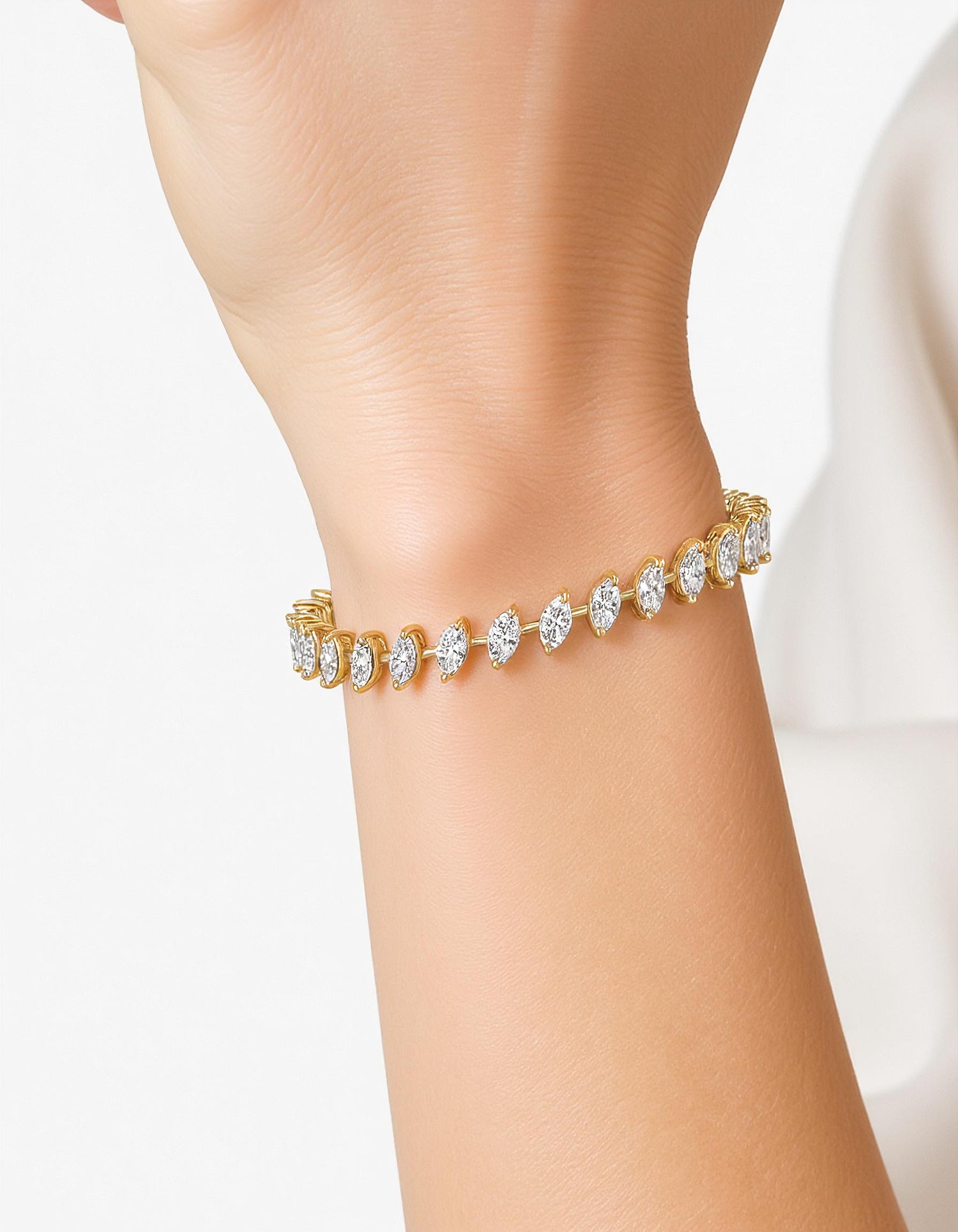 &quot;Bella&quot; Slanted set, spaced out, Marquise cut prong set Tennis Bracelet
