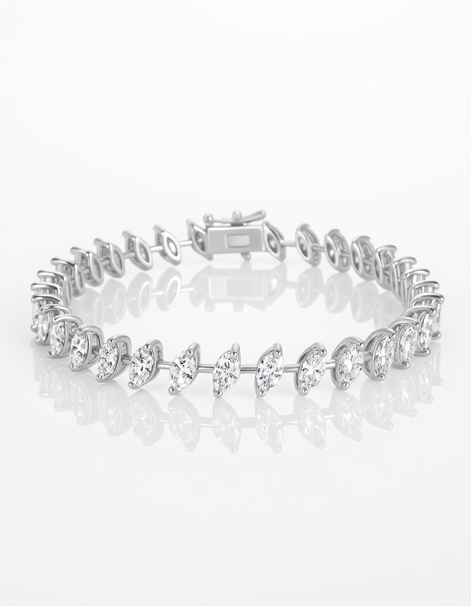 &quot;Bella&quot; Slanted set, spaced out, Marquise cut prong set Tennis Bracelet