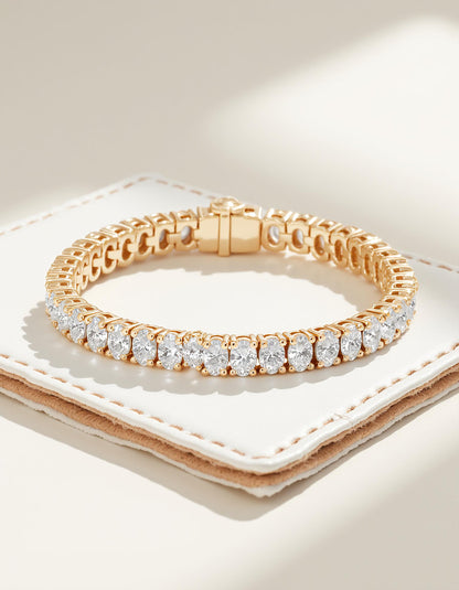 &quot;Fyndi&quot; Classic basket Oval Cut Prong set Tennis Bracelet