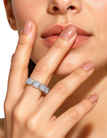 &quot;Petal&quot; French Cut Asscher cut Bezel Set Eternity Band