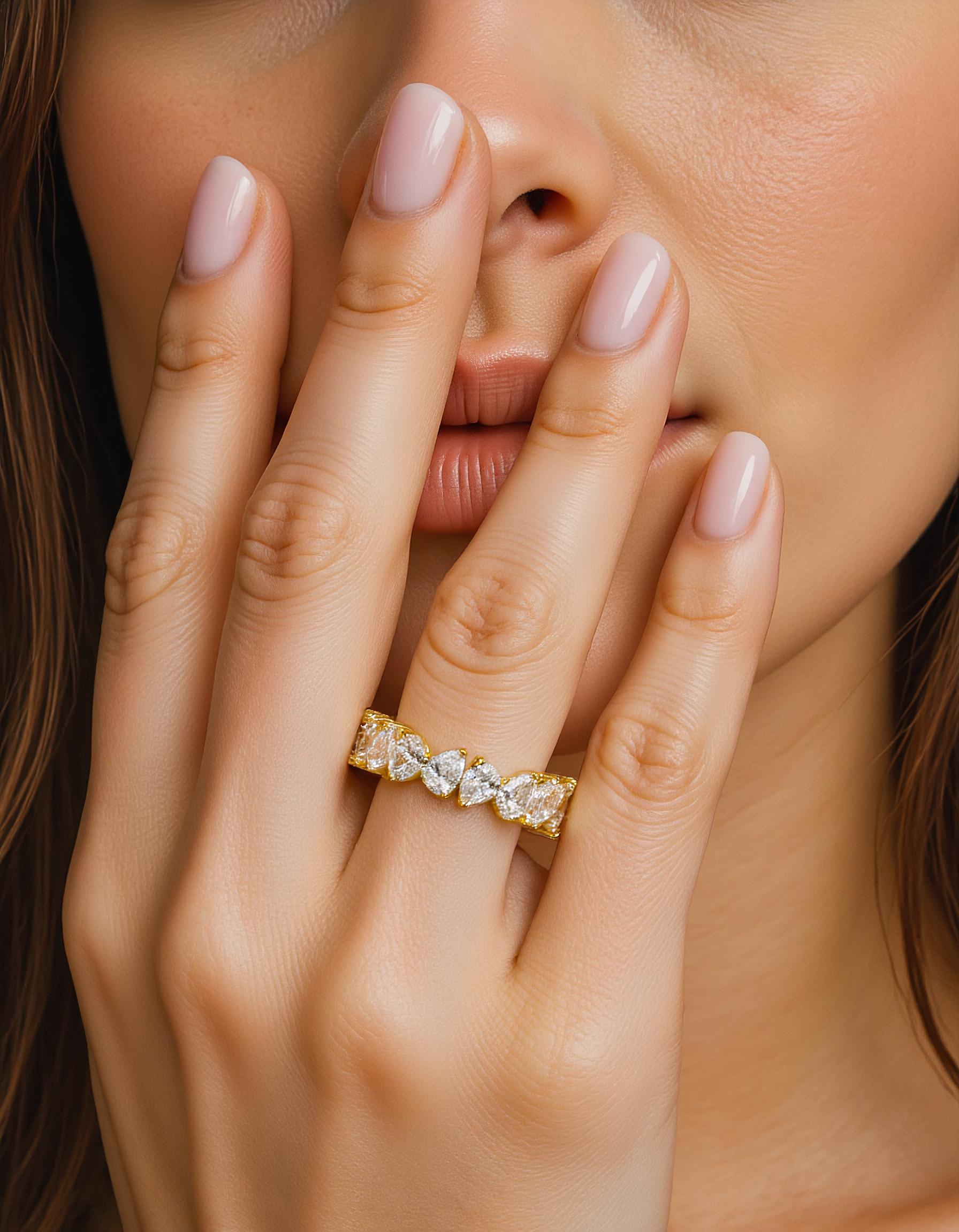 &quot;Kris&quot; Slanted set Pear Shape cut Prong set Eternity Band