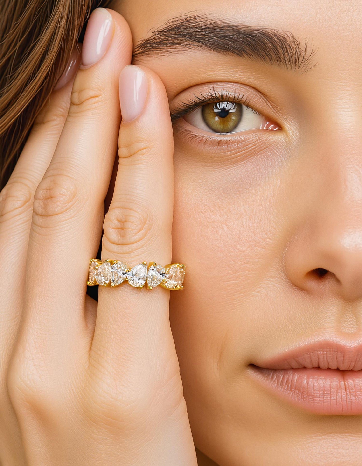 &quot;Kris&quot; Slanted set Pear Shape cut Prong set Eternity Band