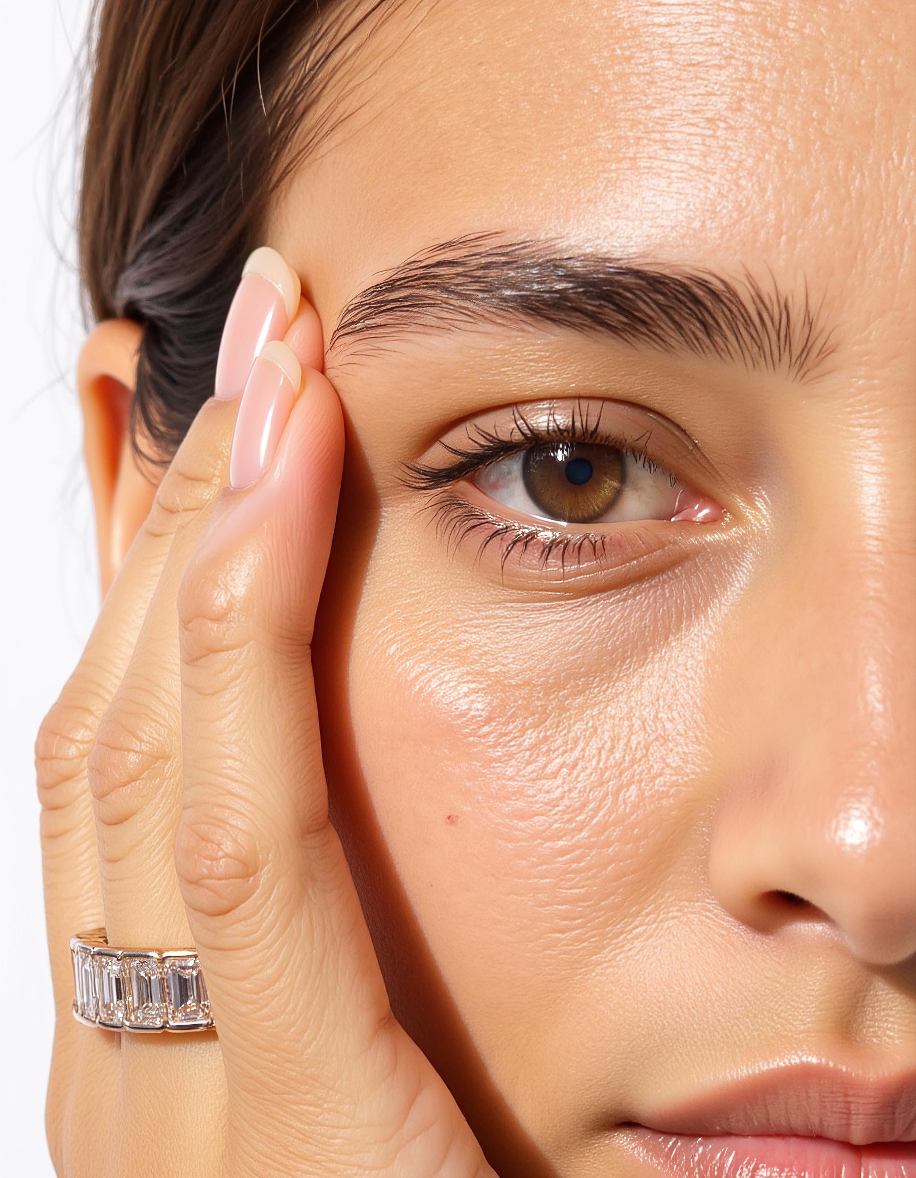 &quot;Alba&quot; Emerald cut Half Bezel set Eternity Band