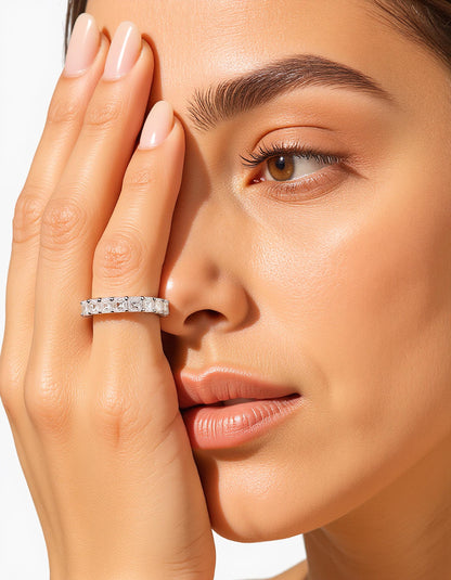 &quot;Luxe&quot; Asscher Cut &quot;U&quot; shape prong set Eternity Band