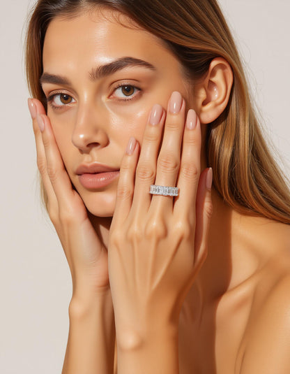 &quot;Vita&quot; Prong Set Emerald cut &quot;U&quot; shape design Eternity Band