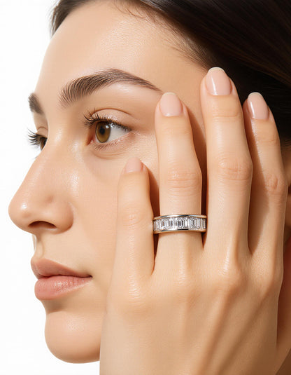 &quot;Alessa&quot; Straight Baguette cut Channel Set Eternity Band