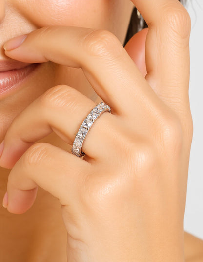 &quot;Lexa&quot; Pixel Cut Prong Set Eternity Band