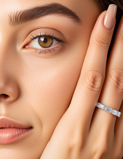 &quot;Nova&quot; Horizontally Set Emerald cut Prong set Eternity Band (0.50ct Each)