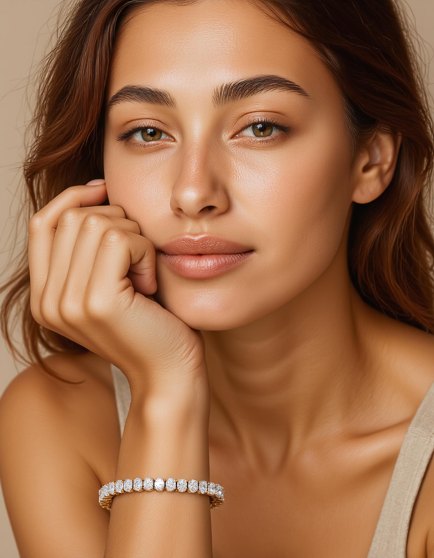 &quot;Fyndi&quot; Classic basket Oval Cut Prong set Tennis Bracelet