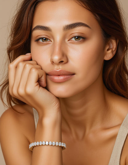 &quot;Fyndi&quot; Classic basket Oval Cut Prong set Tennis Bracelet