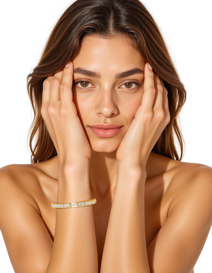 &quot;Venya&quot; Horizontally set Straight Baguettes Bezel Set Tennis Bracelet