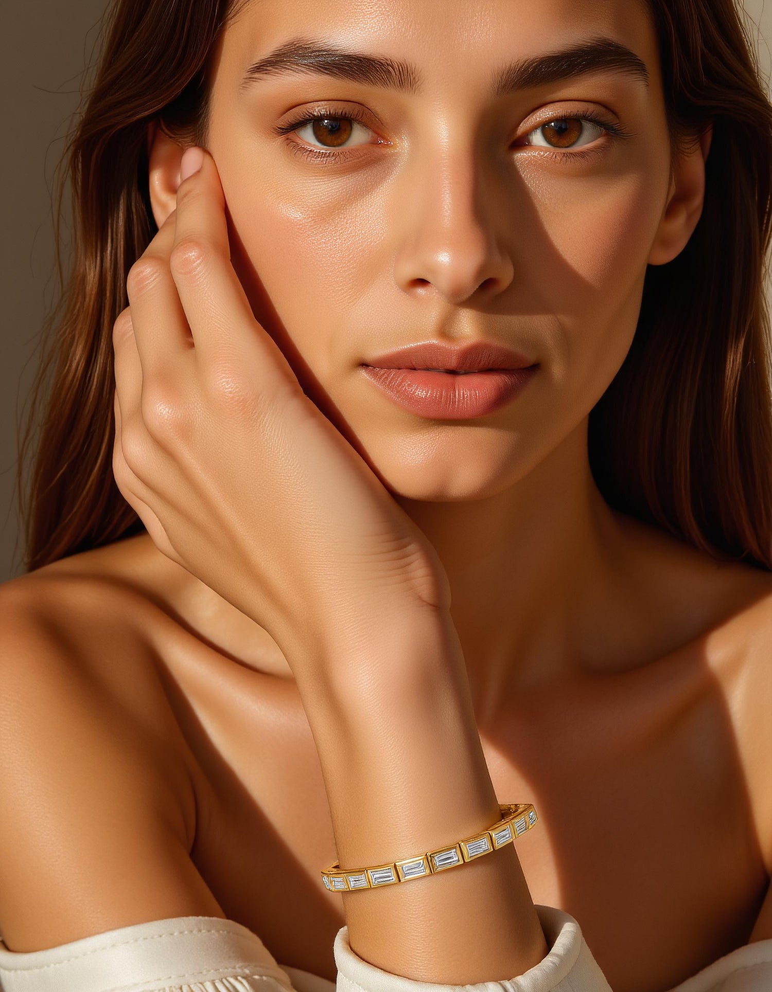 &quot;Venya&quot; Horizontally set Straight Baguettes Bezel Set Tennis Bracelet