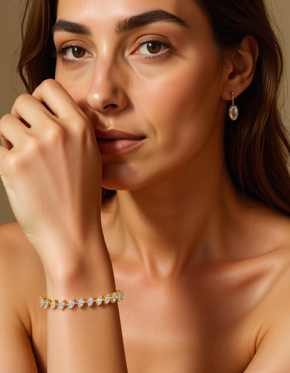 &quot;Bella&quot; Slanted set, spaced out, Marquise cut prong set Tennis Bracelet