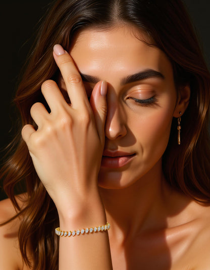 &quot;Bella&quot; Slanted set, spaced out, Marquise cut prong set Tennis Bracelet